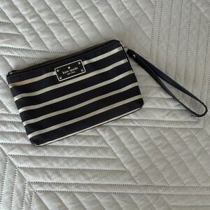 Kate Spade Black and Cream Striped Clutch